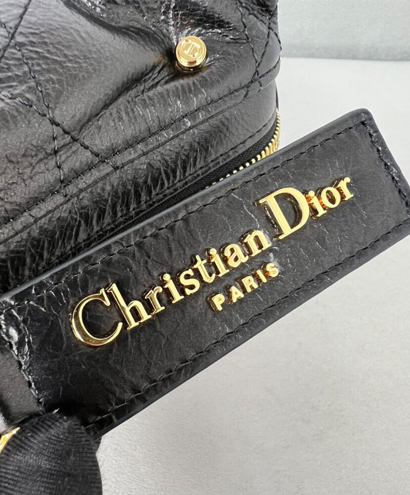 Christian Dior Small D-Journey Bag in Shiny Goatskin Black